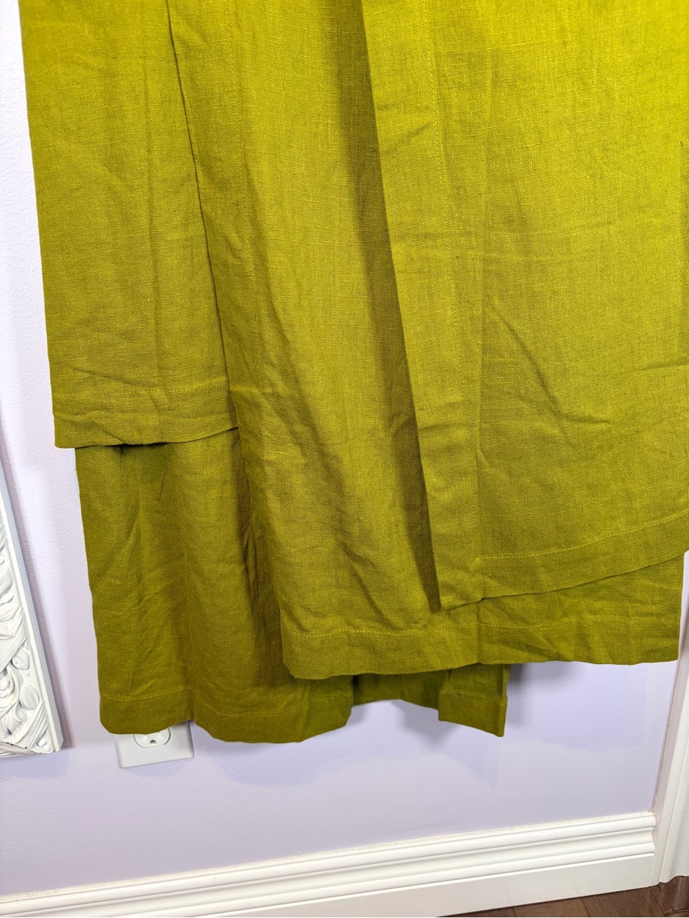 Kaliyana Linen Blend Olive Button-Accent Tiered Maxi Skirt M/L - Picture 2 of 6